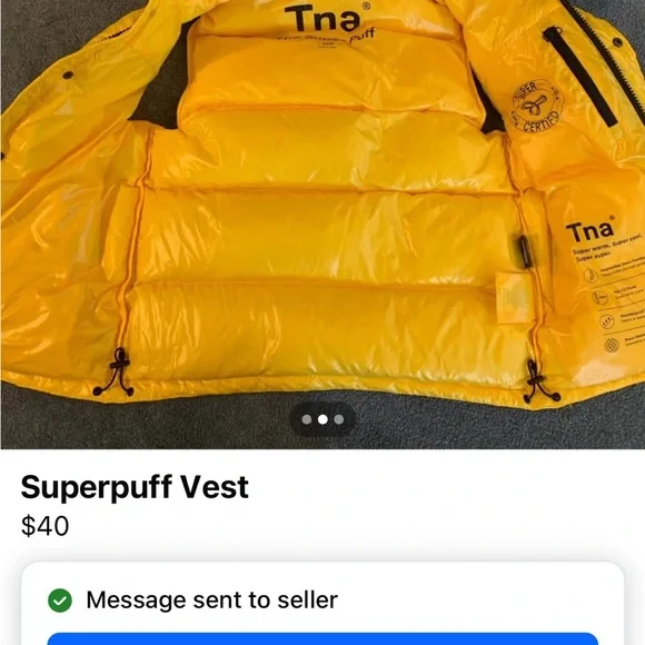 TNA Yellow Super Puff Jacket - Picture 2 of 2